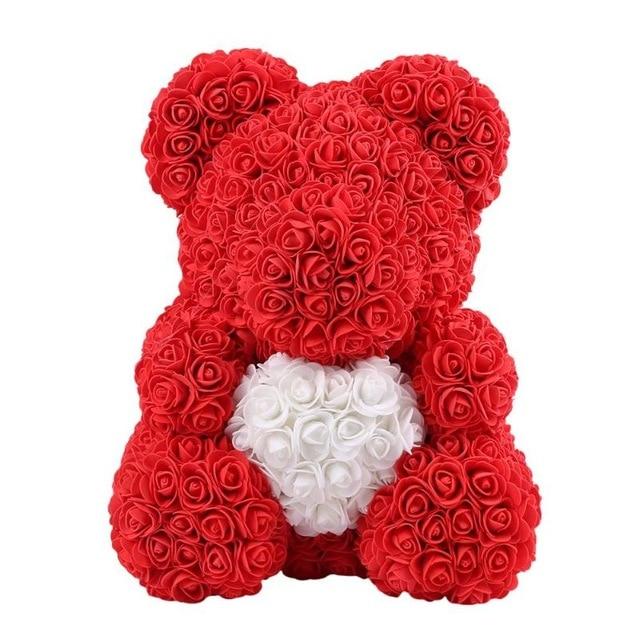 Medvedík z ruží -  červený 40 cm