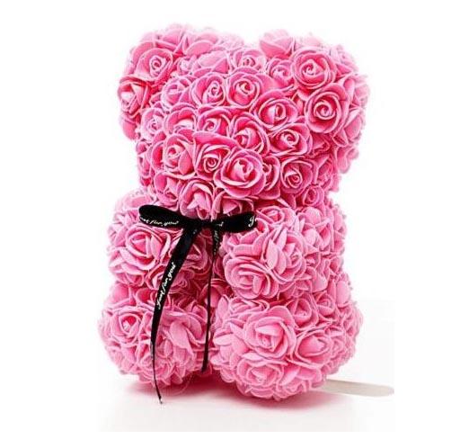 E-shop Medvedík z ruží - ružový 25 cm